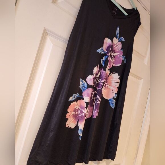 Alfani silky black floral short sleep dress S - Picture 2 of 3